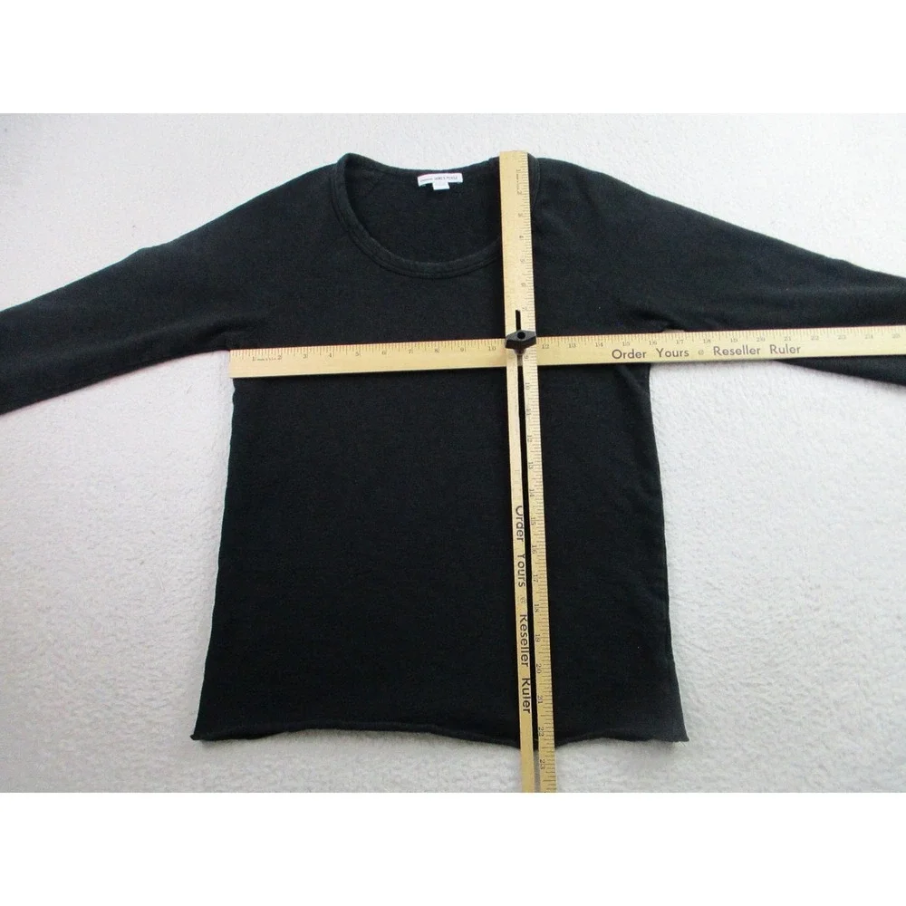 James Perse Pullover Sweater Womens 1 Black Long Sleeve Crewneck Terry Cloth Top